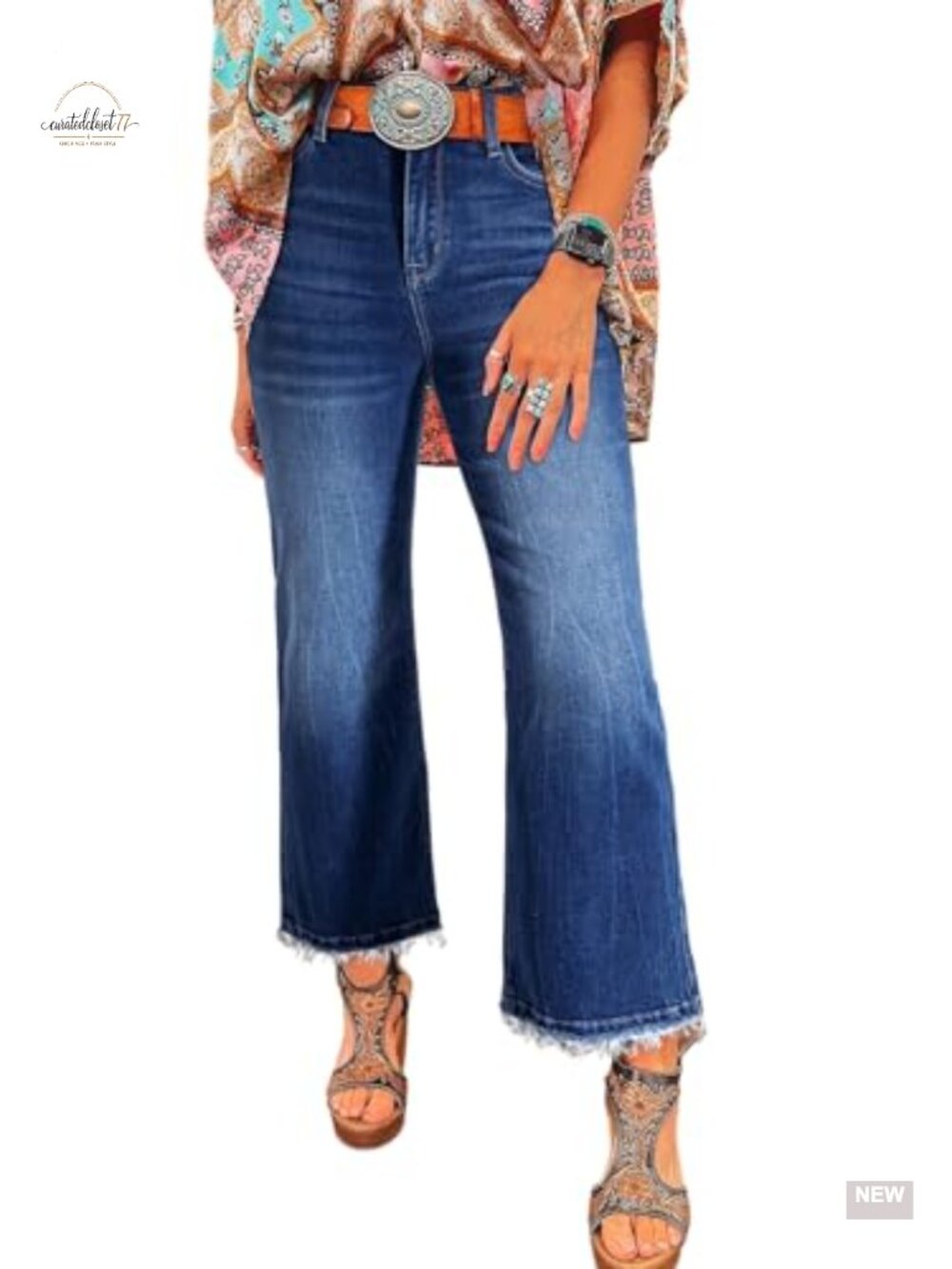 High Waisted Stretchy Flared Wide Leg Raw Hem Crop Jeans